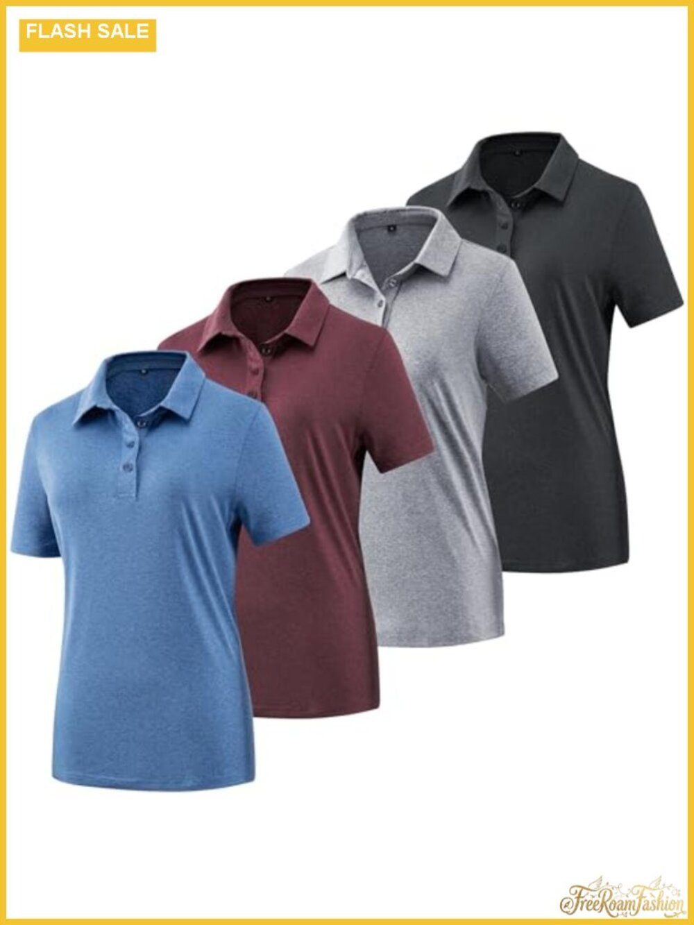 Women's Short Sleeve Polo Shirt Collared Golf Work Top Moisture Wicking